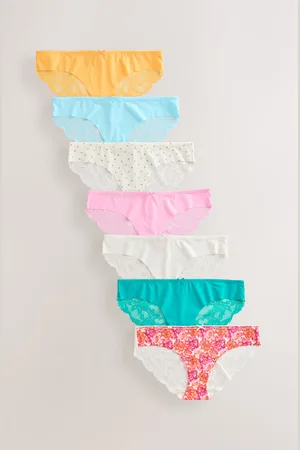 Next Tropical Print Brazilian Lace Back NVPL Knickers 7 Pack