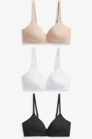Next /White/Pastel Rose Nude Pad Non Wire Nursing Cotton Blend Ultimate Comfort Bras 3 Pack B-G