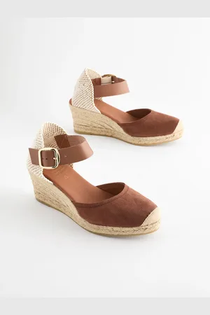 Next Forever Comfort Leather Espadrille Buckle Wedges