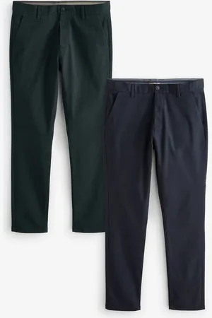 Next Blue/Grey Charcoal Skinny Stretch Chino Trousers 2 Pack