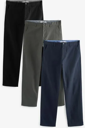 Next Blue,Grey, Straight Fit Stretch Chinos Trousers 3 Pack