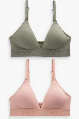 Next Light /Khaki Green Cotton Logo Triangle Ultimate Comfort Bralets 2 Pack