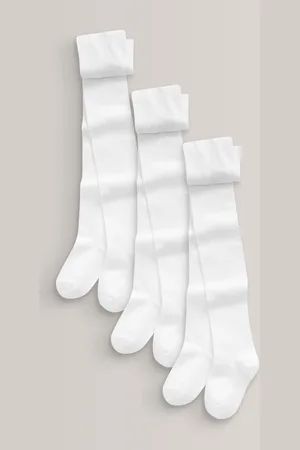 Next Regular Length 3 Pack Cotton Rich School Tights
