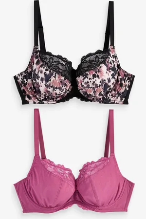 Next Animal Print/Rose 2 Pack DD+ Non Pad Wired Full Cup Microfibre Lace Bra
