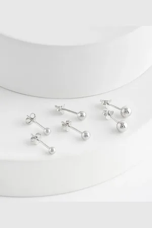 Next Sterling Graduated Ball Stud Earrings 3 Pack