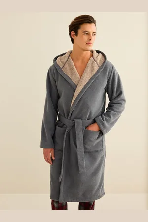 Next Fleece Borg Lined Textured Dressing Gown