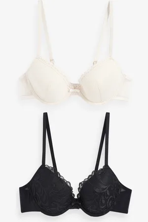Next /Cream Pad Plunge Embroidered Bras 2 Pack A-E
