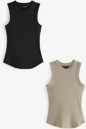 Next /Nude Cream 2 Pack Ribbed Racer Tank Vest Sleeveless Tops