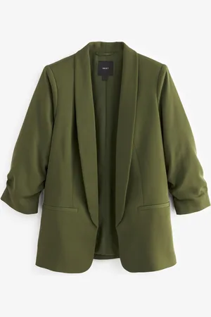 Next Khaki Relaxed Ruched Sleeve Blazer