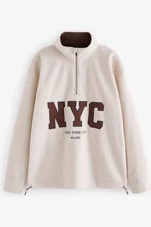 Next Ecru NYC Half Zip Fleece Top