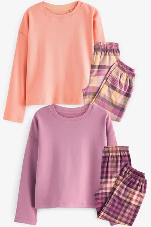 Next Lilac/Coral Woven Check Pyjamas 2 Pack (3-16yrs)