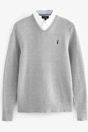 Next Oxford V-Neck Regular Mock Shirt Jumper