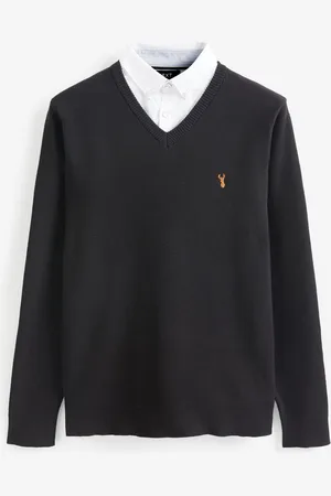 Next Oxford V-Neck Regular Mock Shirt Jumper