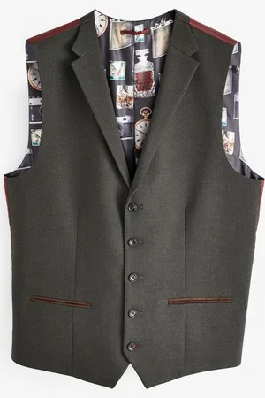 Next Regular Fit Herringbone Suit Waistcoat