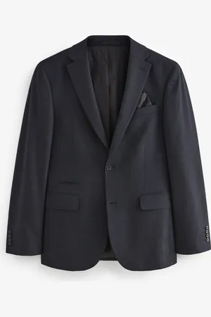 Next Blue Slim Fit Textured Wool Suit Jacket