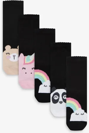 Next 5 Pack Cotton Rich Character Ankle School Socks