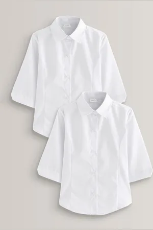 Next Regular Fit 2 Pack Three Quarter Sleeve School Blouses (3-17yrs)
