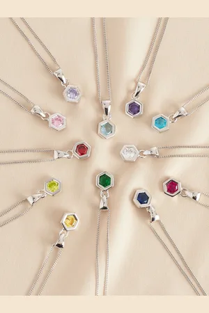 Next Sterling Hexagon Birthstone Necklace