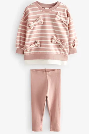 Next Stripped Padded Bows Long Sleeve Top and Leggings Set (3mths-7yrs)