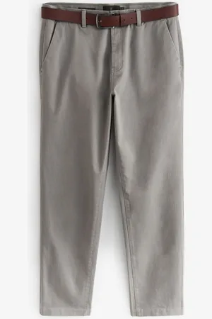 Next Straight Fit Belted Soft Touch Chino Trousers