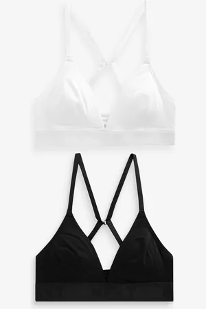 Next /White Cotton Logo Triangle Ultimate Comfort Bralets 2 Pack