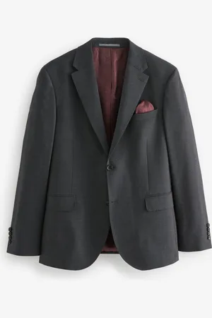 Next Charcoal Slim Fit Signature Tollegno Italian Wool Textured Suit Jacket