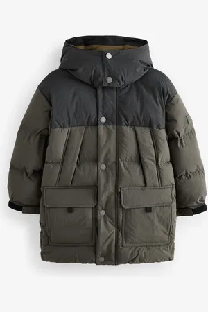 Next Khaki Premium Padded Hooded Puffer Coat (3-16yrs)