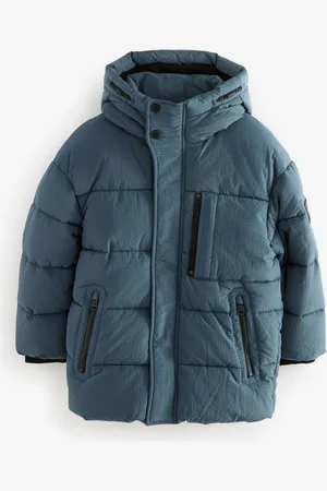 Next Teal Utility Fleece Lined Hooded Padded Puffer Coat (3-16yrs)