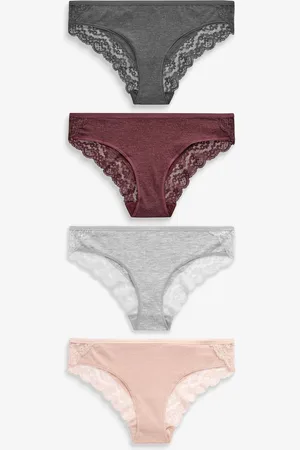 Next Marl/Pink/Plum Bikini Lace Knickers 4 Pack