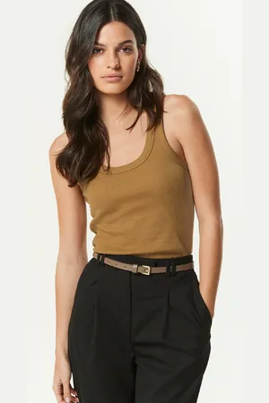 Next Ochre Yellow Premium Ribbed Scoop Tank Vest Sleeveless Top