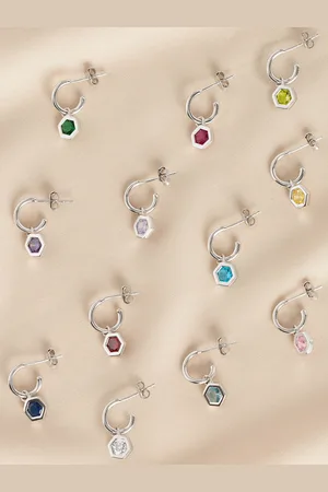Next Sterling Hexagon Birthstone Hoop Earrings