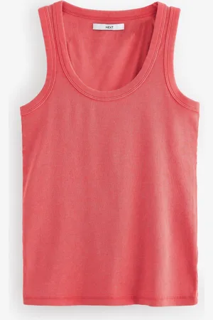 Next Red Premium Ribbed Scoop Tank Vest Sleeveless Top