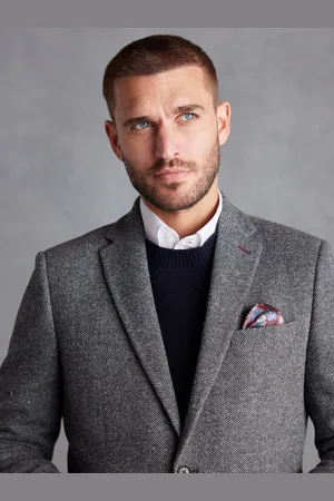 Next Regular Fit Nova Fides Signature Herringbone Wool Blazer