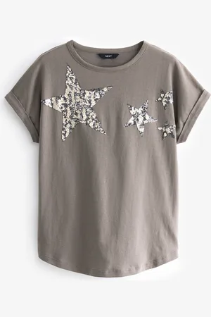 Next 100% Cotton Sparkle Sequin Star T-Shirt