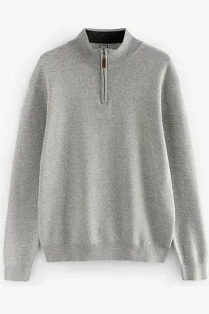 Next Light Plain Regular Fit 100% Cotton Premium Quarter Zip Jumper