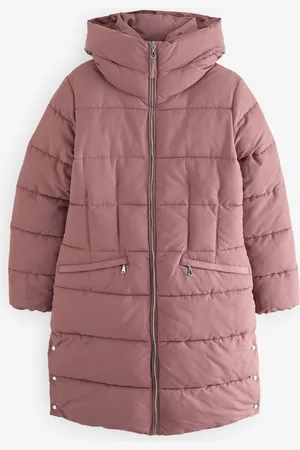 Next Rose Shower Resistant Padded Puffer Hooded Mid Length Coat