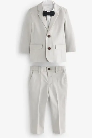 Next Blazer Shirt Trousers And Bow Tie Set With Linen (3mths-9yrs)
