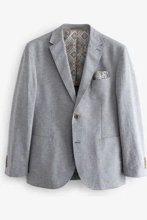 Next Chambray Regular Fit Textured Linen Blend Blazer