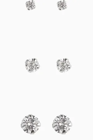 Next Sterling Crystal Stud Earrings 3 Pack