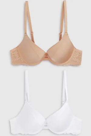 Next White/Praline Push Up Pad Plunge Smoothing T-Shirt Bras 2 Pack A-E