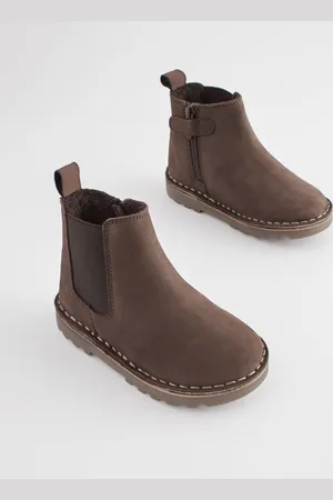 Next Chocolate Standard Fit (F) Warm Lined Leather Chelsea Boots