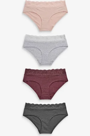 Next Marl/Pink/Plum Short Lace Knickers 4 Pack