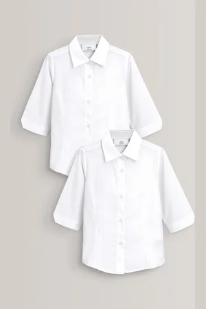 Next Slim Fit 2 Pack Three Quarter Sleeve School Blouses (3-17yrs)