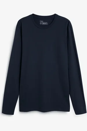 Next Blue Slim Fit Long Sleeve Crew Neck T-Shirt