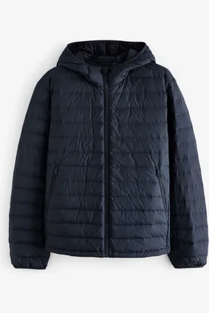 Next Blue Shower Resistant Lightweight Hooded Puffer Coat Jacket