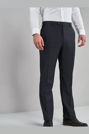 Next Blue Regular Fit Stretch Smart Trousers