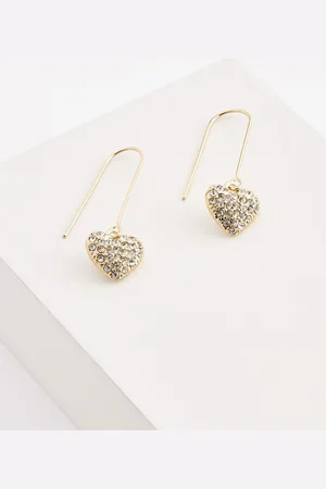 Next Tone Sparkle Heart Pull Through Earrings
