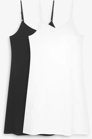 Next /White Short Naturally Cooling Cotton Midi Slips 2 Pack