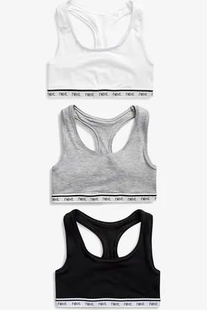 Next /Grey Marl/White Cotton Ultimate Comfort Crop Tops 3 Pack