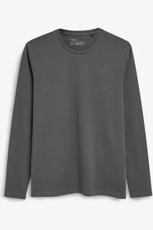 Next Charcoal Regular Fit Long Sleeve Crew Neck T-Shirt